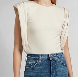 Express Padded Cap Sleeve Crew Neck Thong Bodysuit